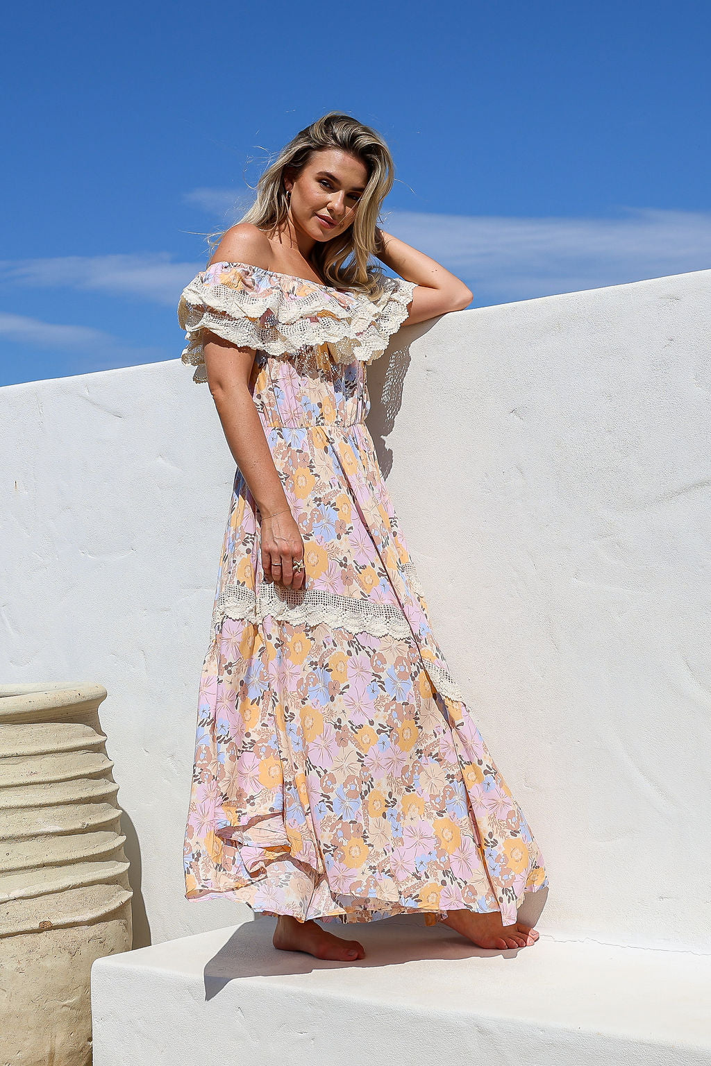 Arlow Boutique women's clothing Australia jasse emmy print positano maxi dress lavender floral