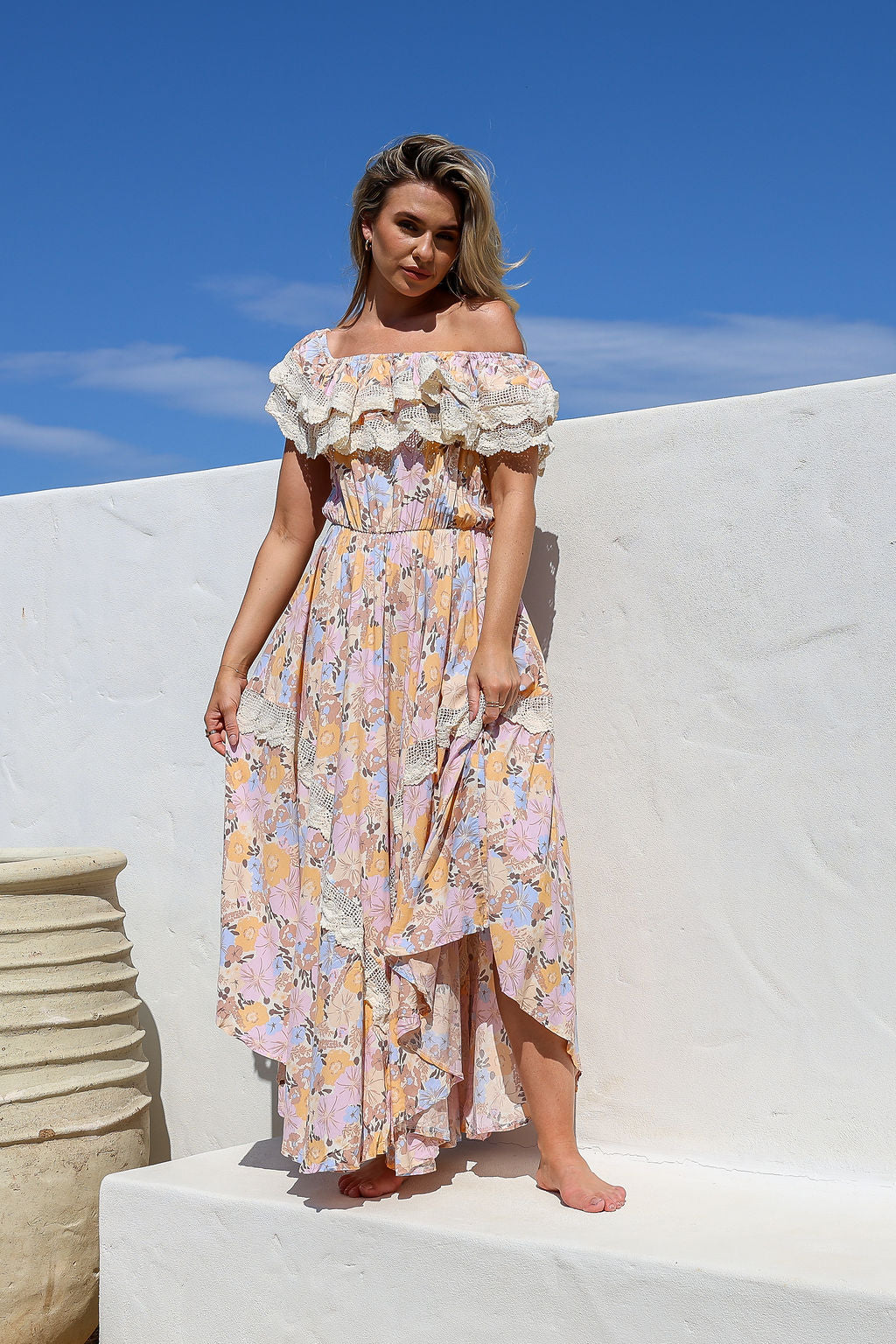 floral maxi dress au Women's Emmy print Positano maxi dress in Lavender Floral