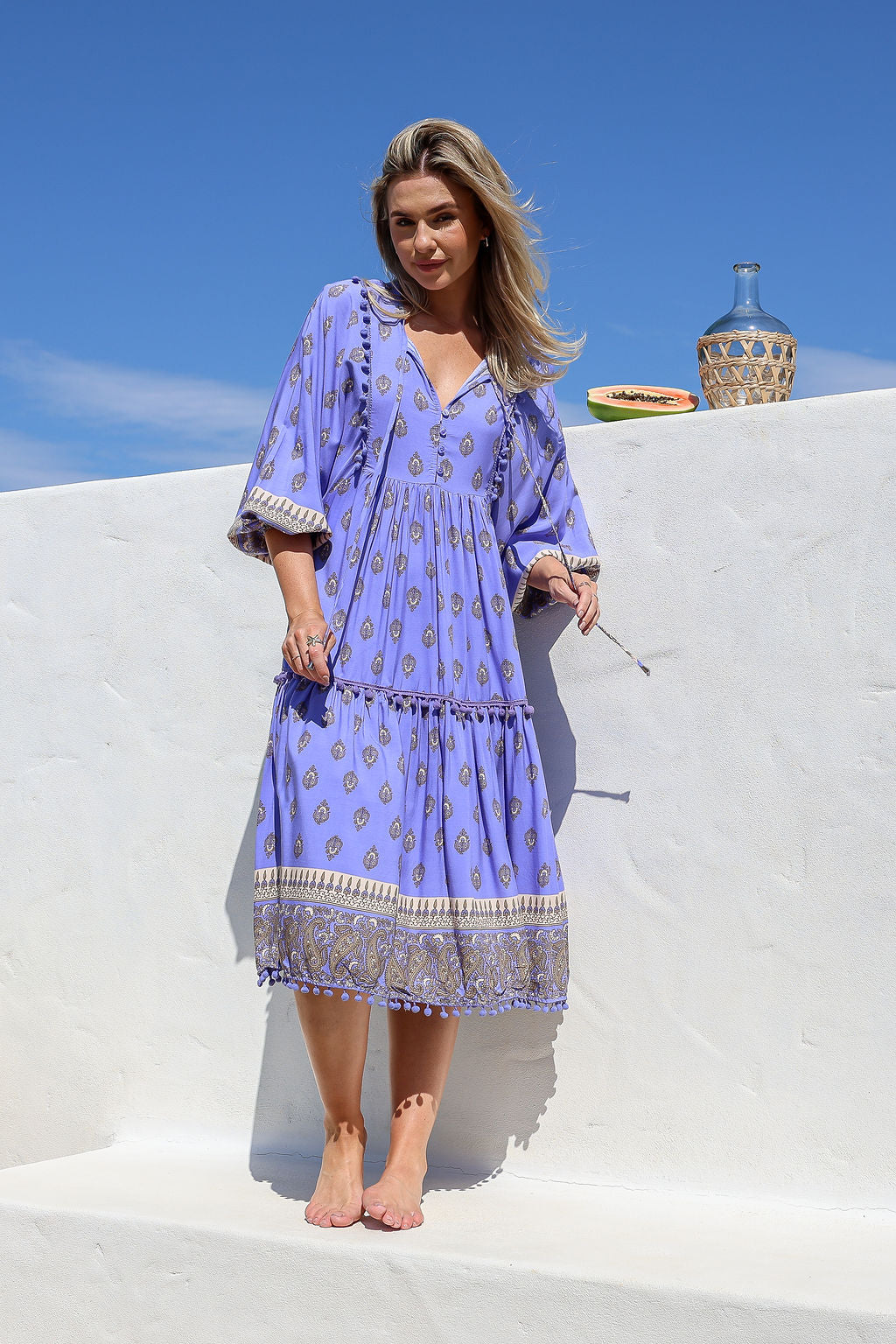 Arlow Boutique women's clothing Australia jasse jacaranda print palace midi dress lavender