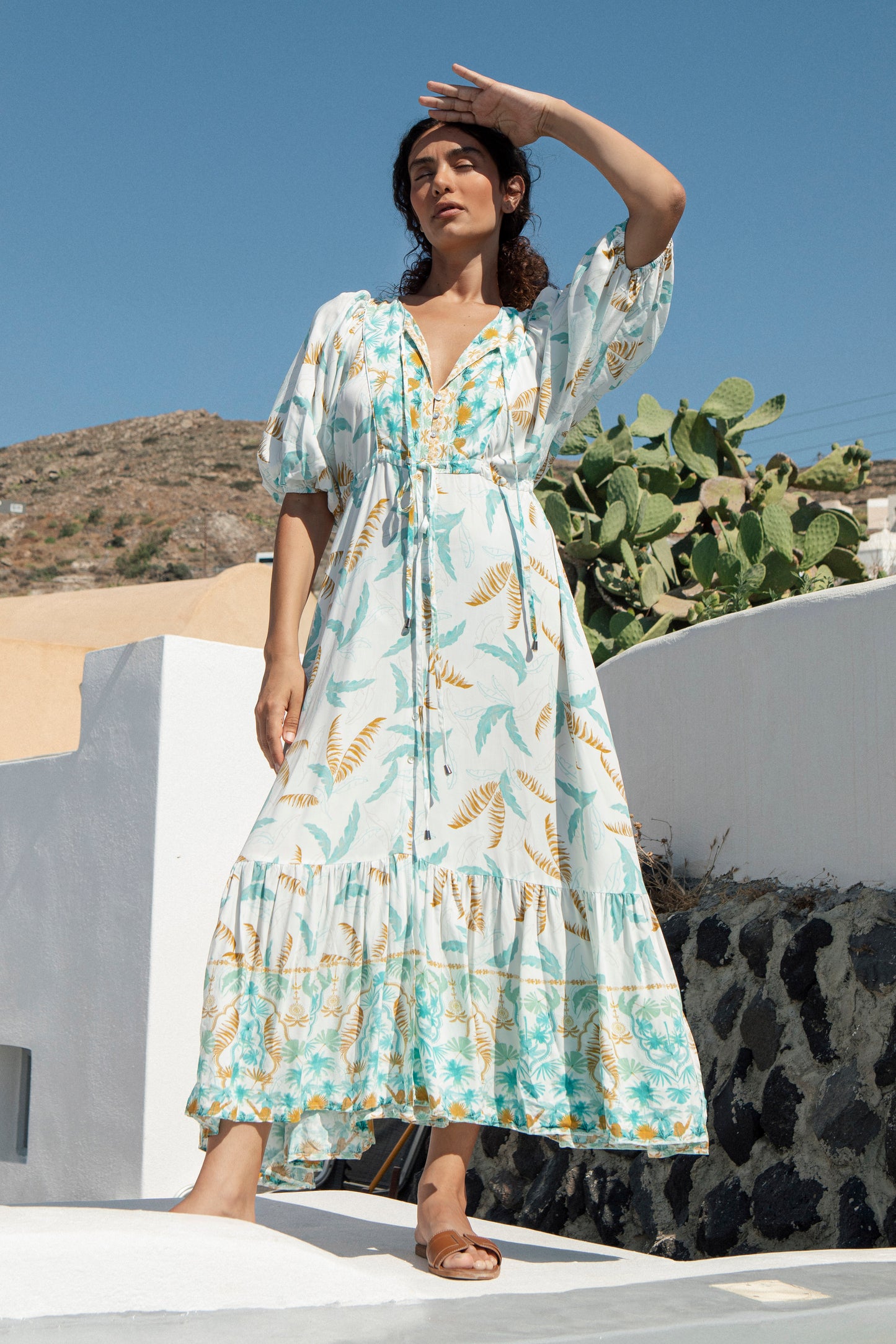 Arlow Boutique women's clothing Australia koko maxi palm dress turquoise