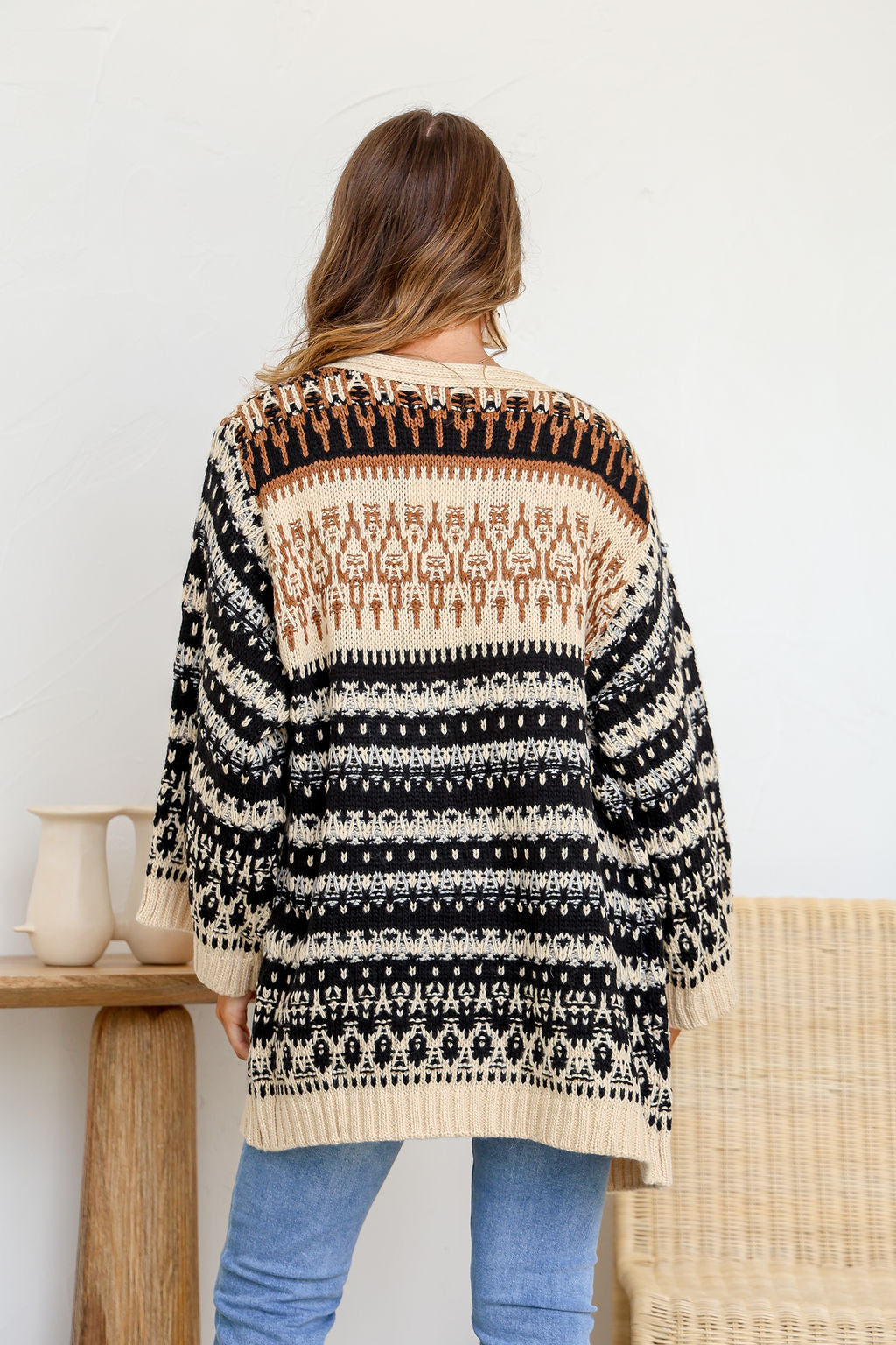 Arlow Boutique women's clothing Australia woodland boho knit cardigan black beige