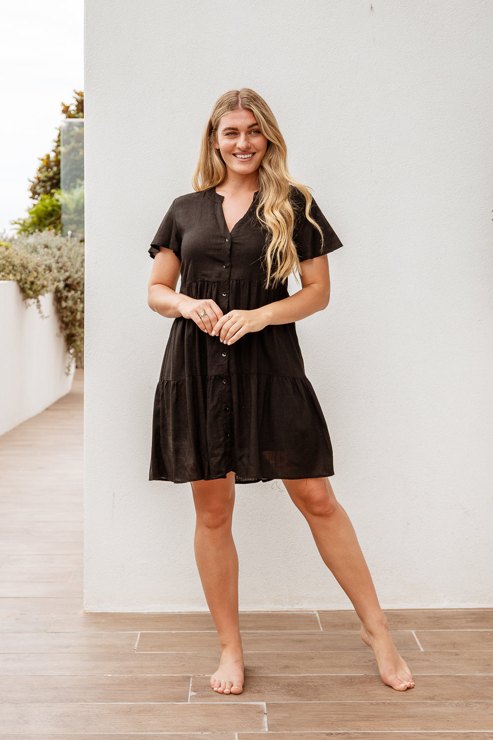 Women's linen blend Alice Dress Black | Arlow Arlow Boutique Women's linen blend Alice Dress Black | Arlow Arlow Boutique