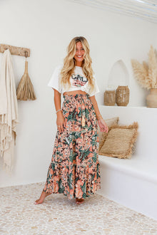  Arlow Boutique women's clothing Australia adaline floral print maxi skirt peach