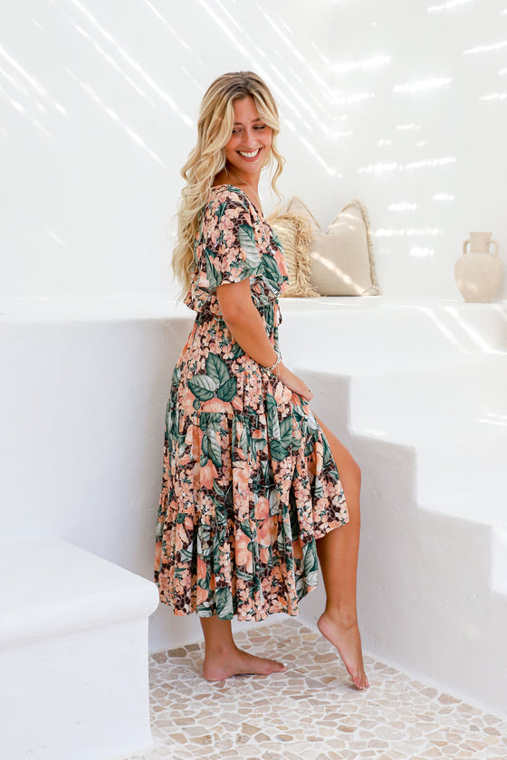 Arlow Boutique women's clothing Australia adaline floral print midi dress peach