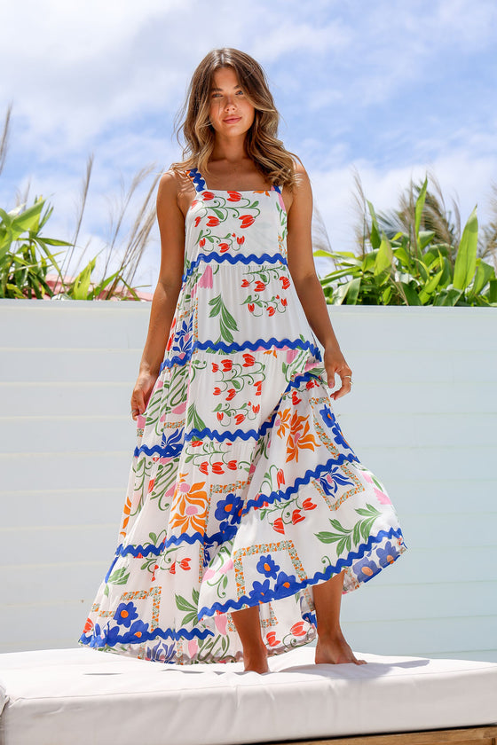    Arlow Boutique women's clothing Australia amalfi maxi print dress blue floral