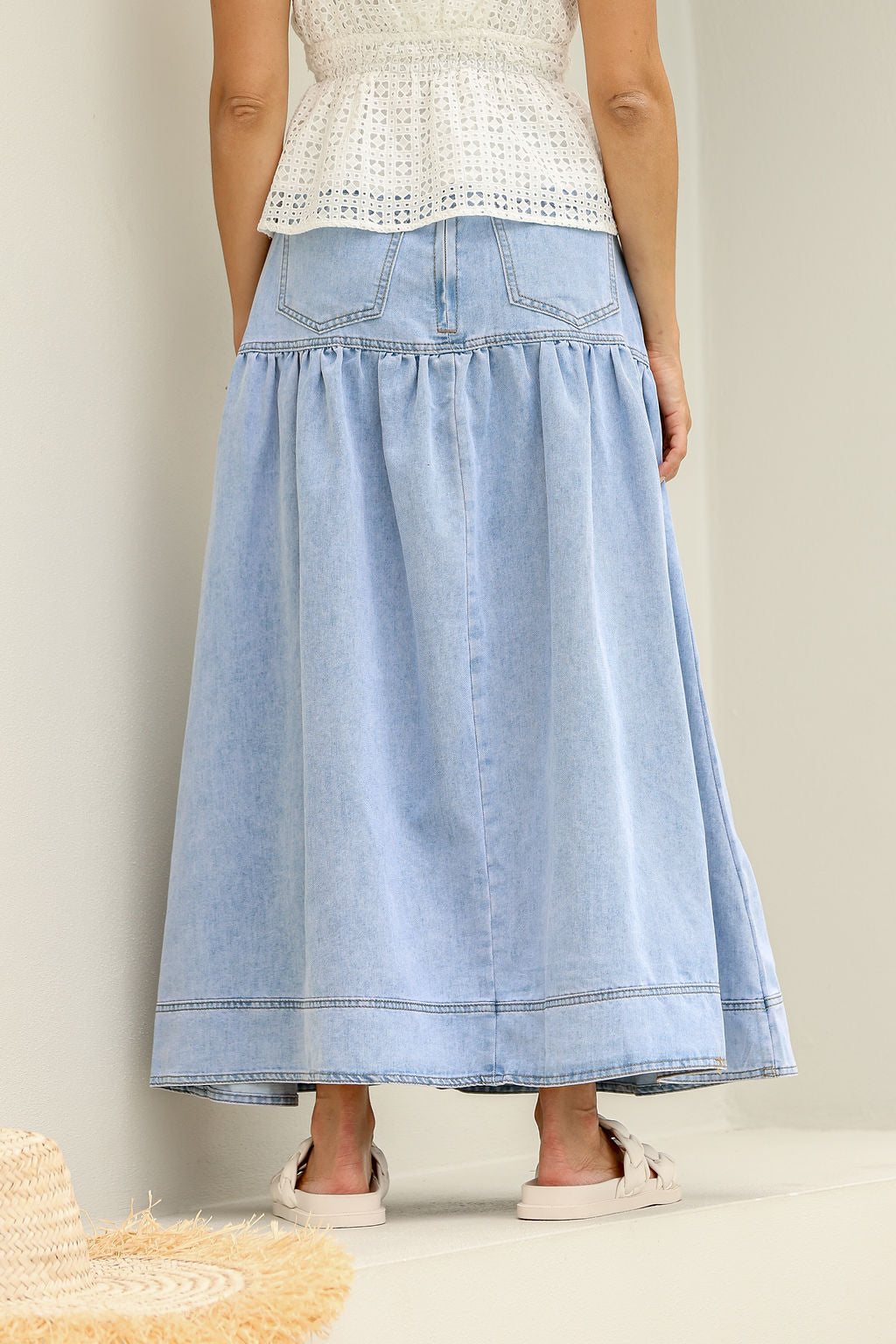 Arlow Boutique women's clothing Australia amara mid length denim skirt light blue