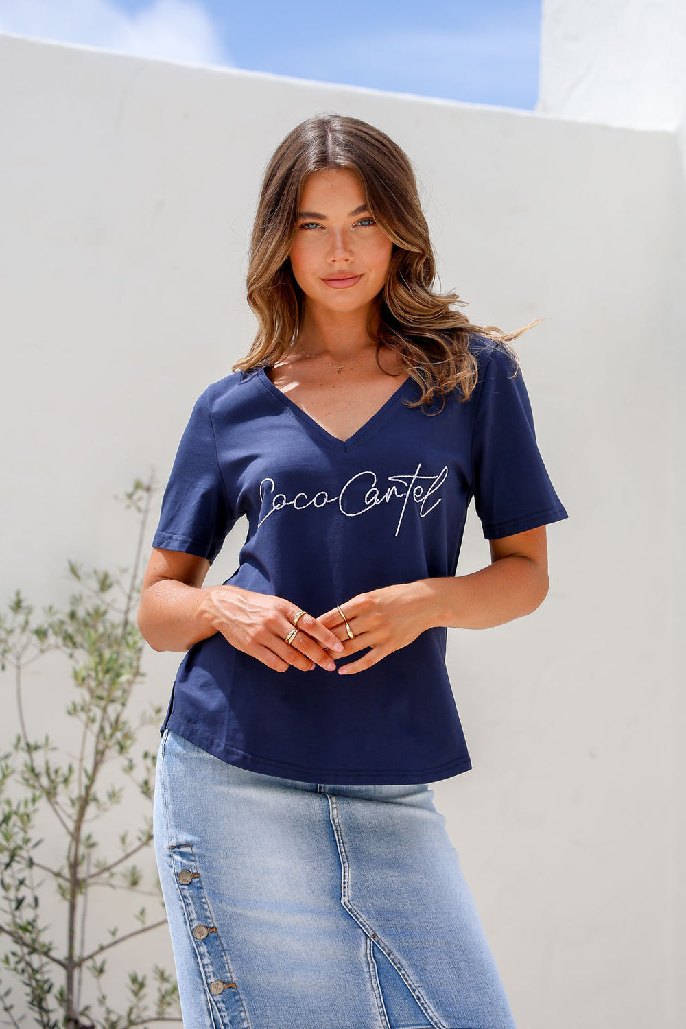 Arlow Boutique women's clothing Australia coco cartel print tee navy