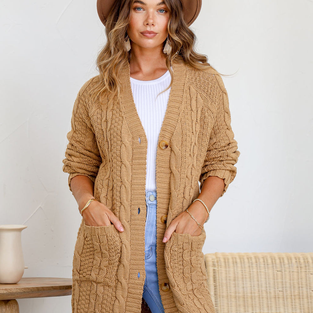 Arlow Boutique women's clothing Australia davina knit cardigan tan