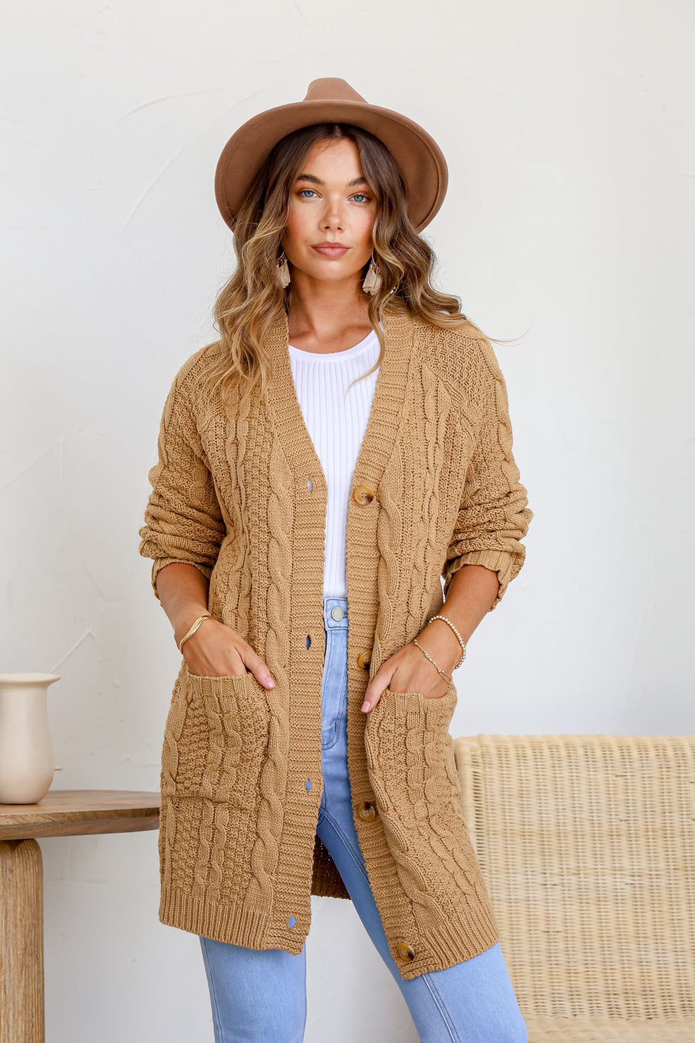 Arlow Boutique women's clothing Australia davina knit cardigan tan