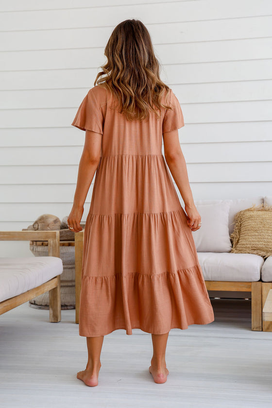 Arlow Boutique women's clothing Australia dion midi dress tan