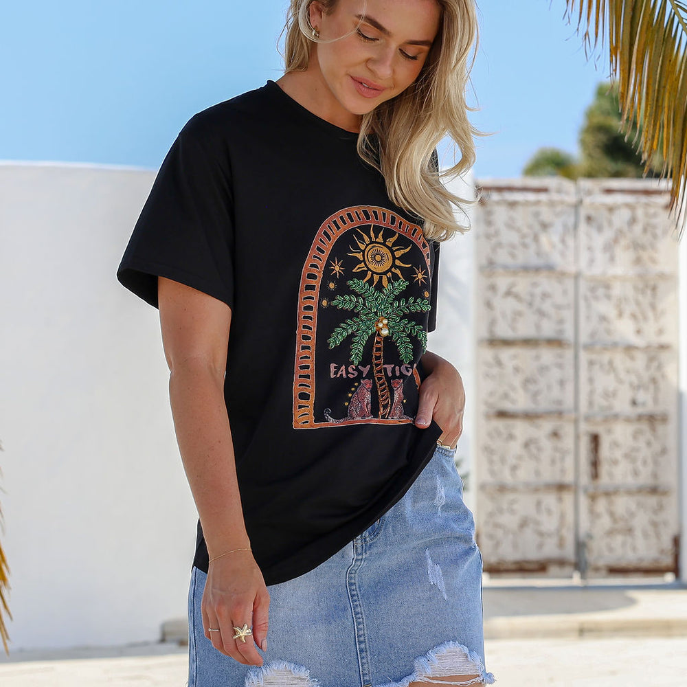 Arlow Boutique women's clothing Australia easy tiger print-t shirt black