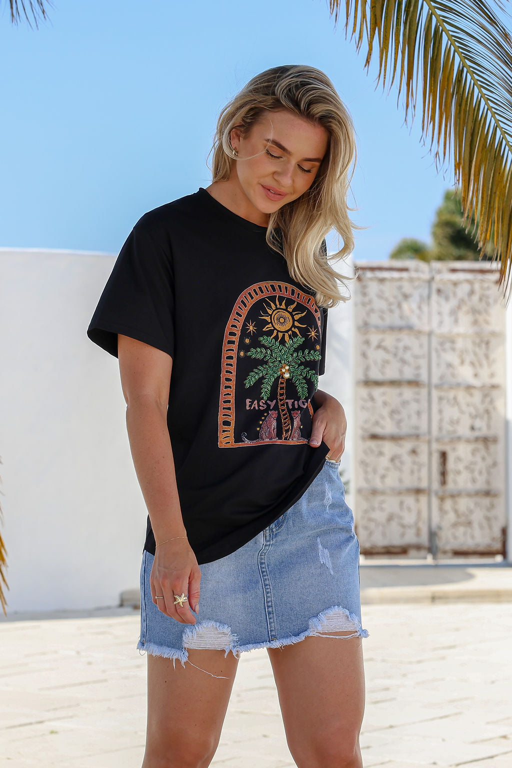Arlow Boutique women's clothing Australia easy tiger print-t shirt black