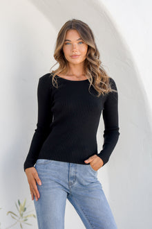  Arlow Boutique women's clothing Australia eleanora basic long sleeve top black