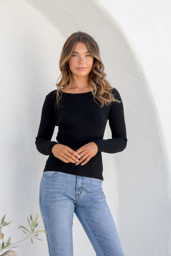 Arlow Boutique women's clothing Australia eleanora basic long sleeve top black