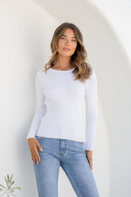  Arlow Boutique women's clothing Australia eleanora basic long sleeve top white