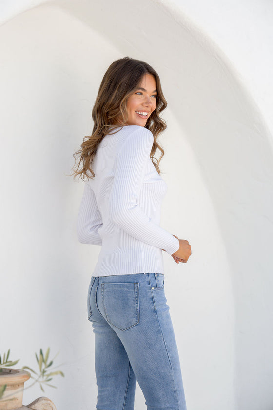 Arlow Boutique women's clothing Australia eleanora basic long sleeve top white