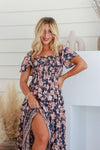 Arlow Boutique women's clothing Australia eris print boho floral dress navy