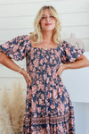 Arlow Boutique women's clothing Australia eris print boho floral short dress navy