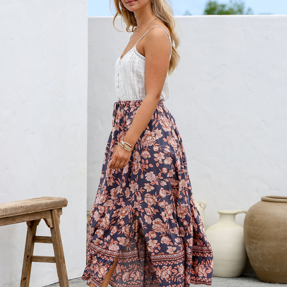 
                      
                        Arlow Boutique women's clothing Australia eris print maxi skirt pink floral
                      
                    