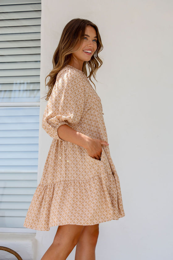Arlow Boutique women's clothing Australia florence print dress fawn