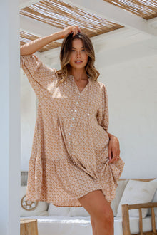  Arlow Boutique women's clothing Australia florence print dress fawn