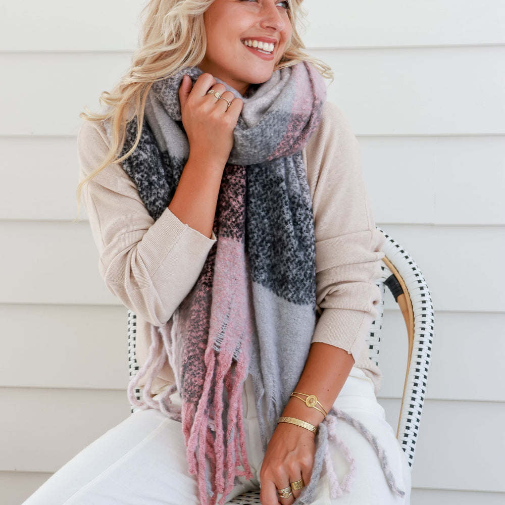 
                      
                        Arlow Boutique women's clothing Australia harvest scarf grey pink
                      
                    