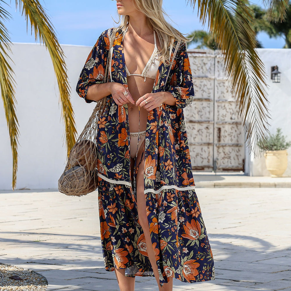 Arlow Boutique women's clothing Australia jasse california poppy print louisiana kimono navy