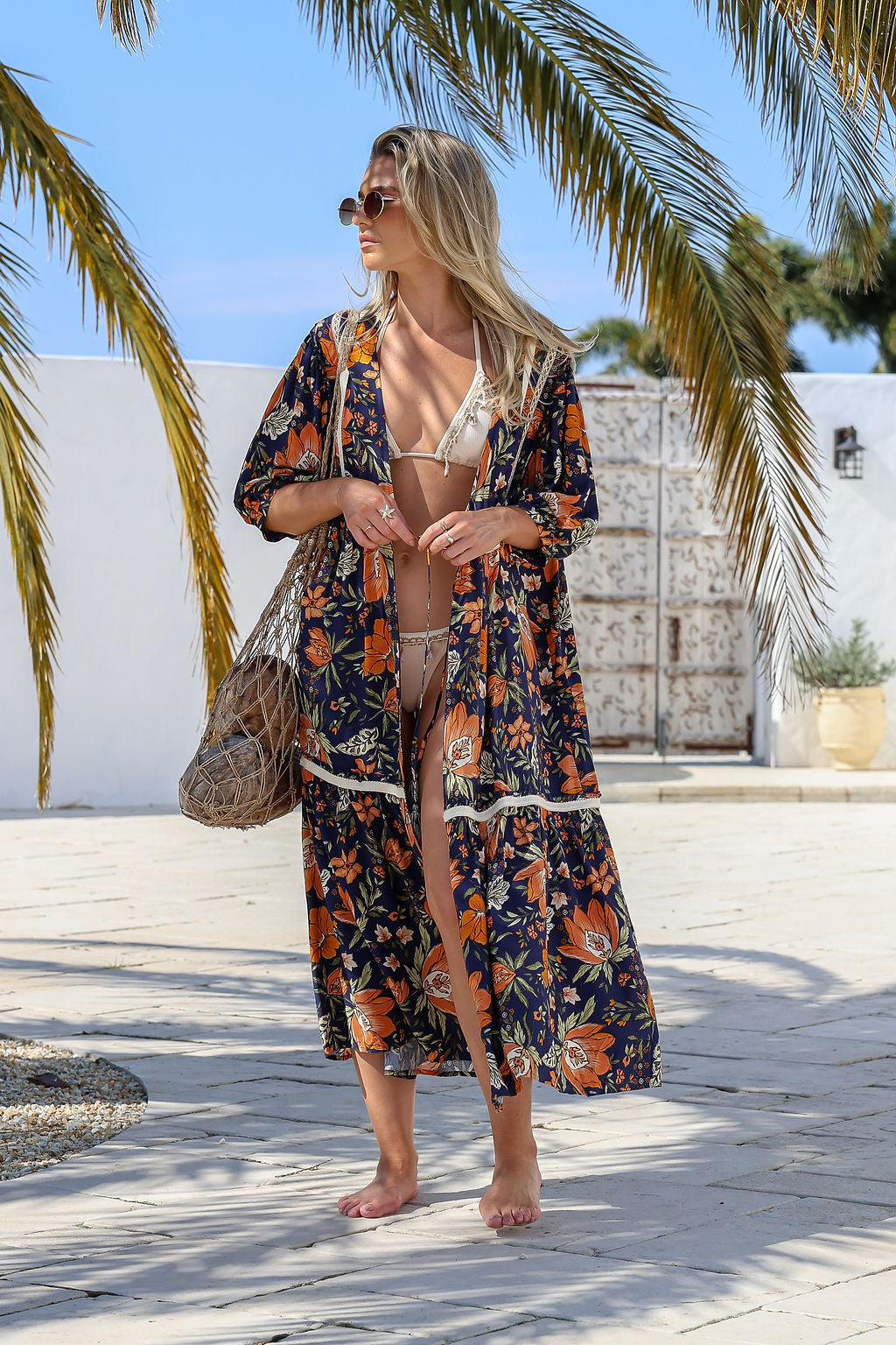 Arlow Boutique women's clothing Australia jasse california poppy print louisiana kimono navy