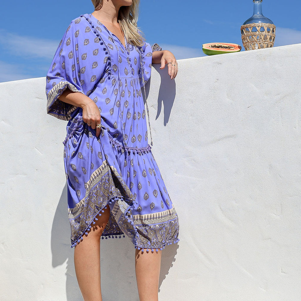
                      
                        Arlow Boutique women's clothing Australia jasse jacaranda print palace midi dress lavender
                      
                    