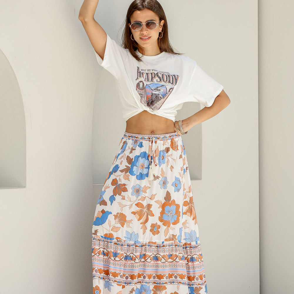 
                      
                        Arlow Boutique women's clothing Australia kamari print maxi skirt blue orange floral
                      
                    