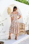 Arlow Boutique women's clothing Australia kimberly boho midi print dress beige