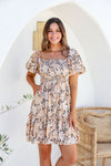 Arlow Boutique women's clothing Australia kimberly boho print dress beige