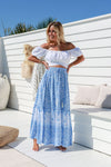 Arlow Boutique women's clothing Australia kinsley print boho maxi skirt blue