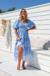Arlow Boutique women's clothing Australia kinsley print midi dress boho blue