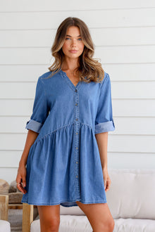  Arlow Boutique women's clothing Australia lacey denim dress blue