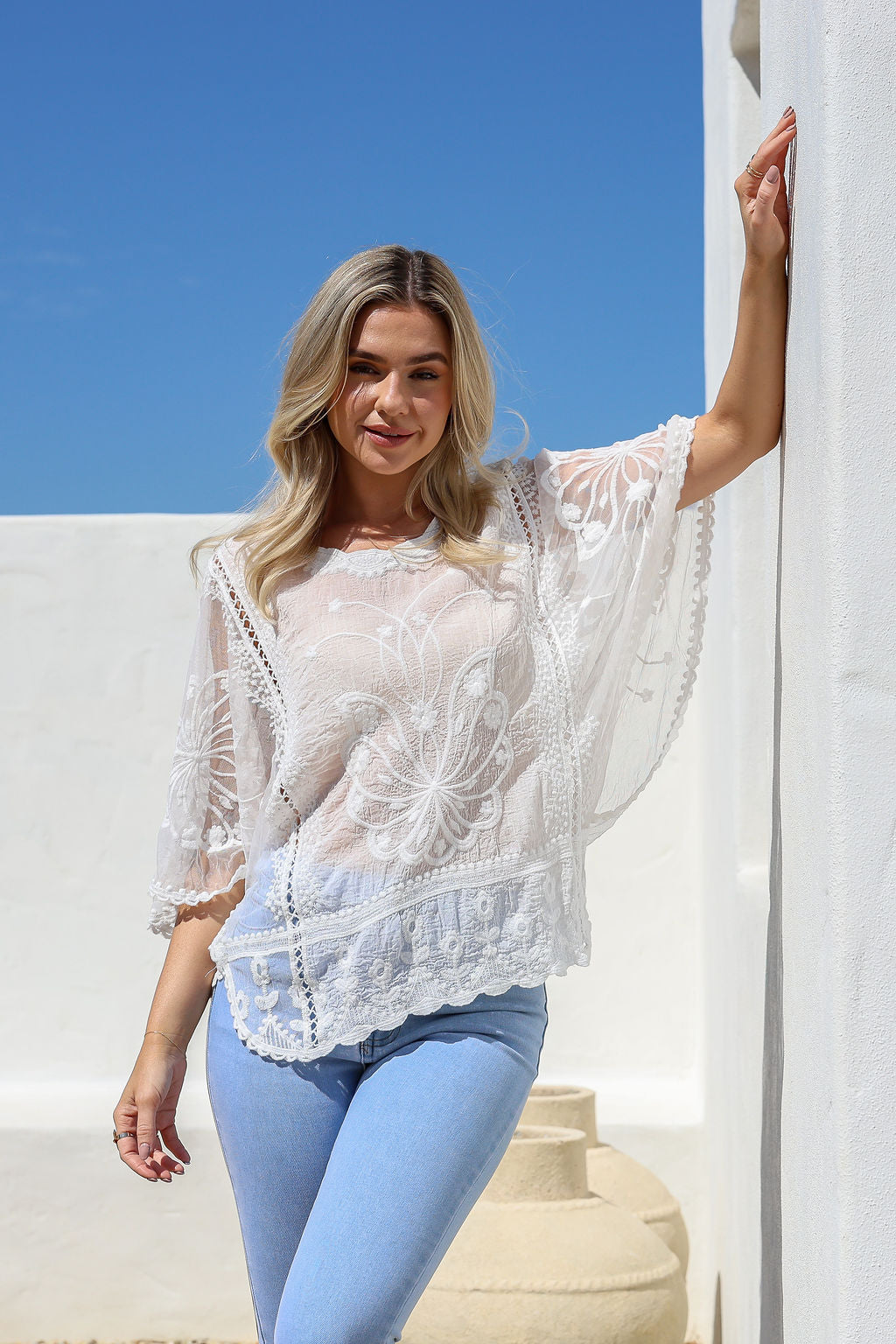 Arlow Boutique women's clothing Australia lucie lace top white