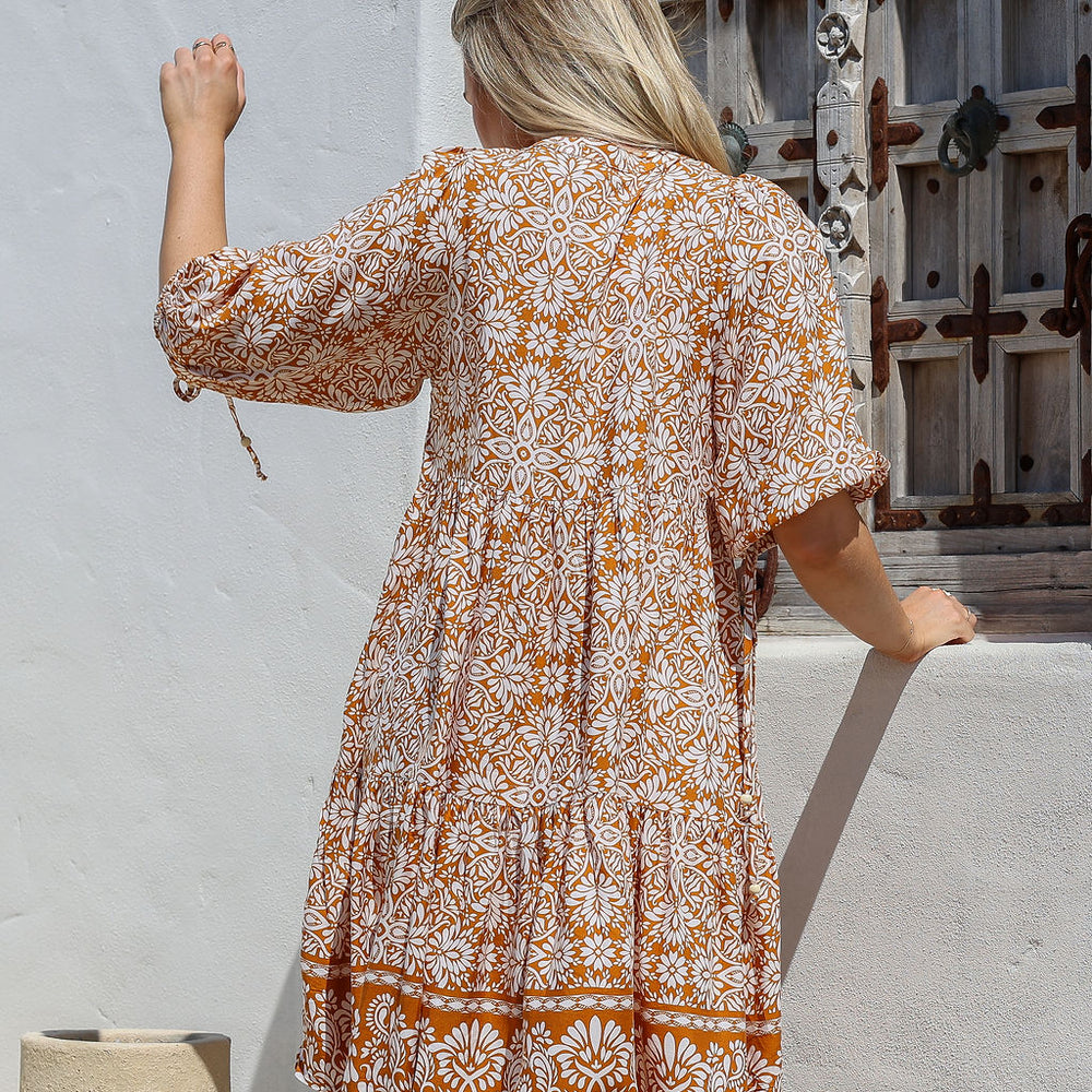 Arlow Boutique women's clothing Australia lulu print short dress tan 