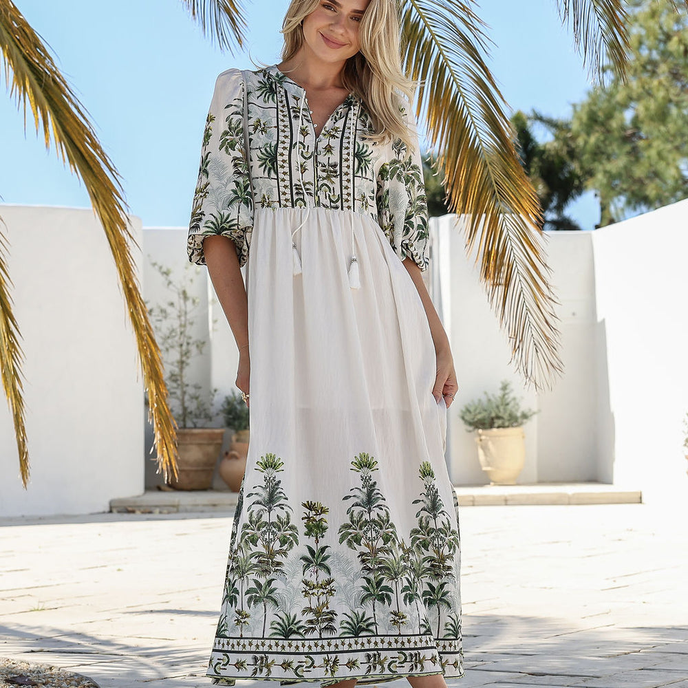 Arlow Boutique women's clothing Australia malina midi dress palm tree print green
