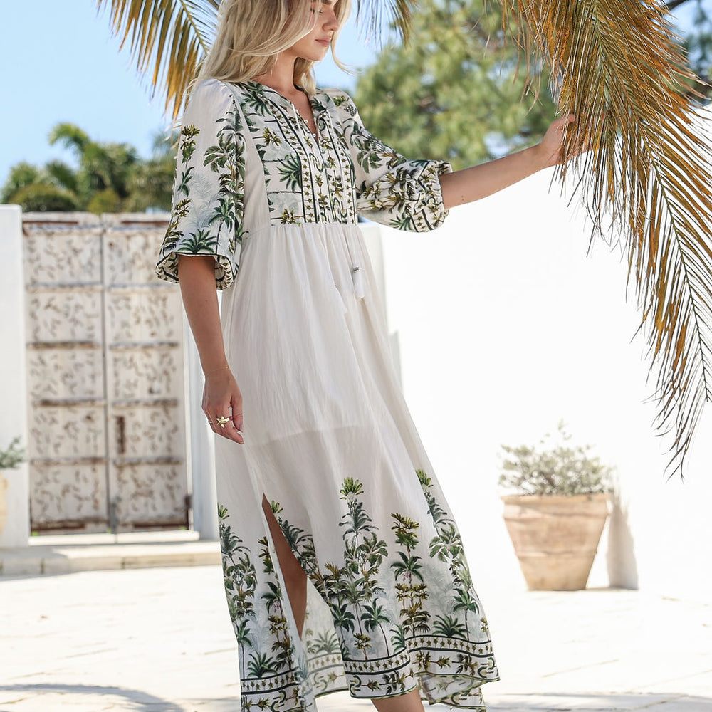 
                      
                        Arlow Boutique women's clothing Australia malina midi dress palm tree print green
                      
                    