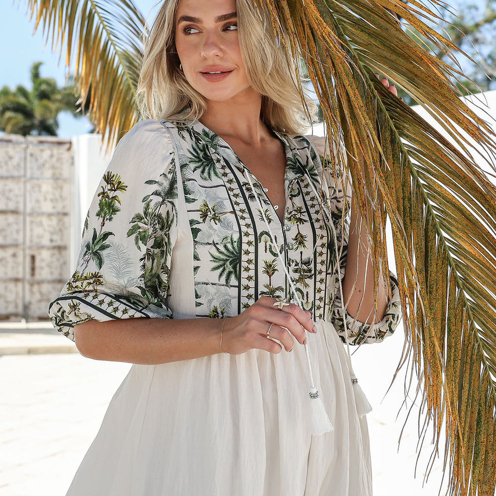 
                      
                        Arlow Boutique women's clothing Australia malina midi dress palm tree print green
                      
                    