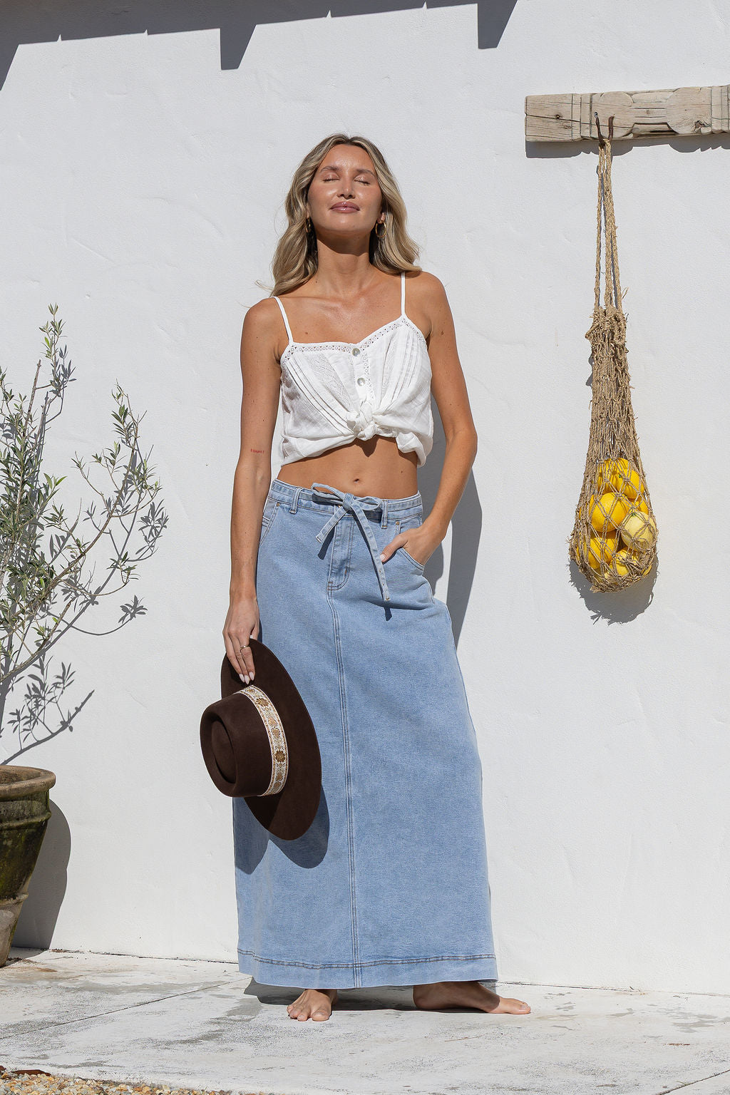 Arlow Boutique women's clothing Australia rennie denim maxi skirt airforce blue