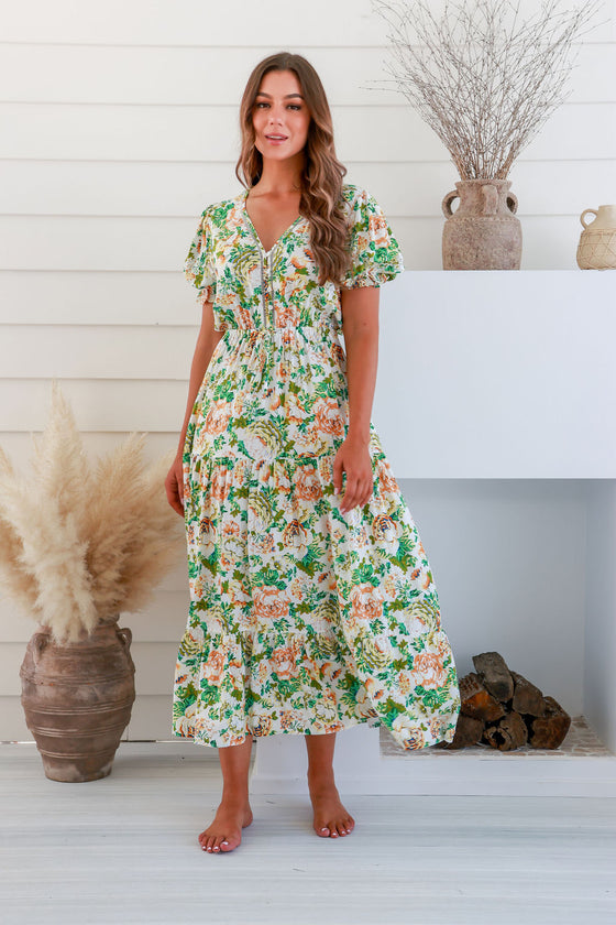 Arlow Boutique women's clothing Australia rosalie floral print maxi dress green