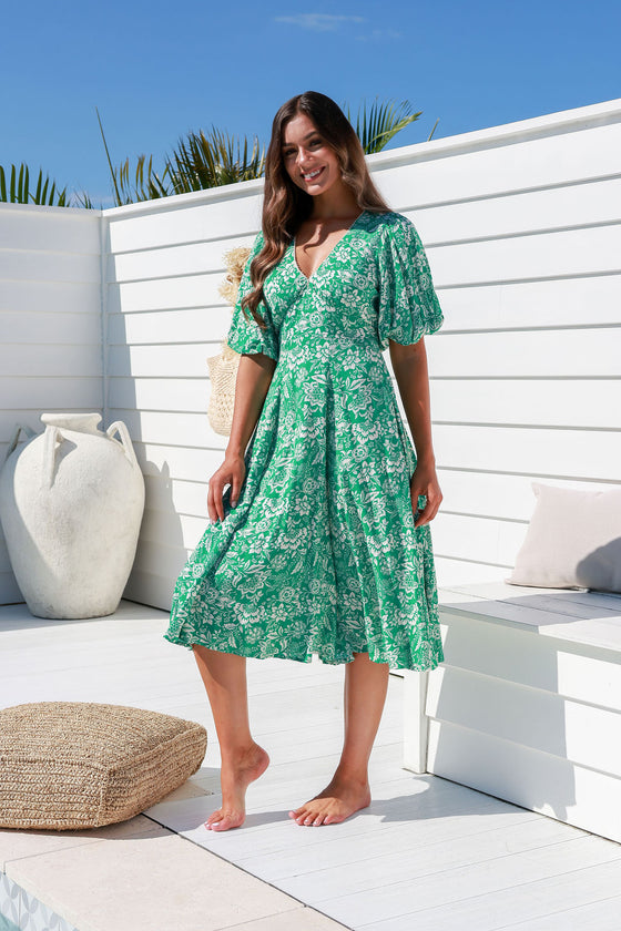 Arlow Boutique women's Clothing Australia sarelle floral print midi dress green