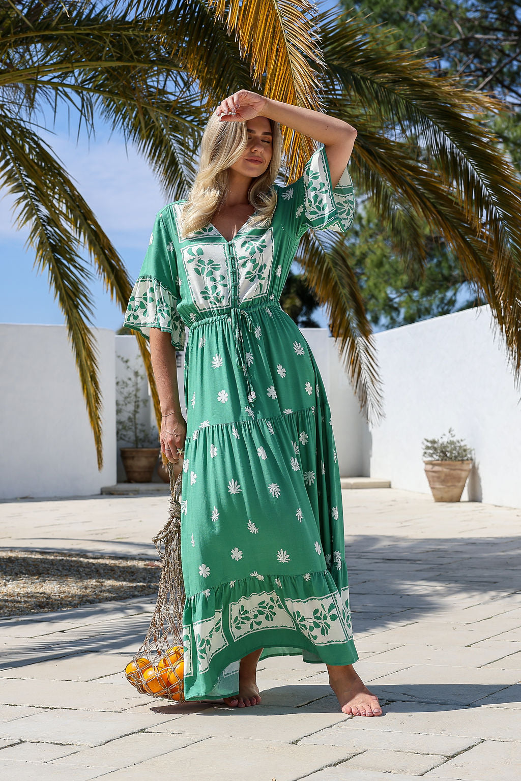 Arlow Boutique women's clothing Australia sunny print maxi dress green