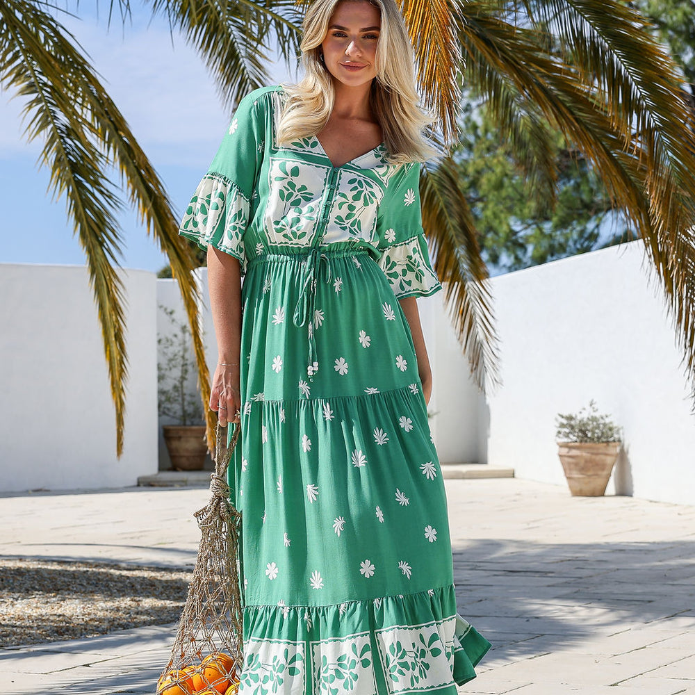 
                      
                        Arlow Boutique women's clothing Australia sunny print maxi dress green
                      
                    