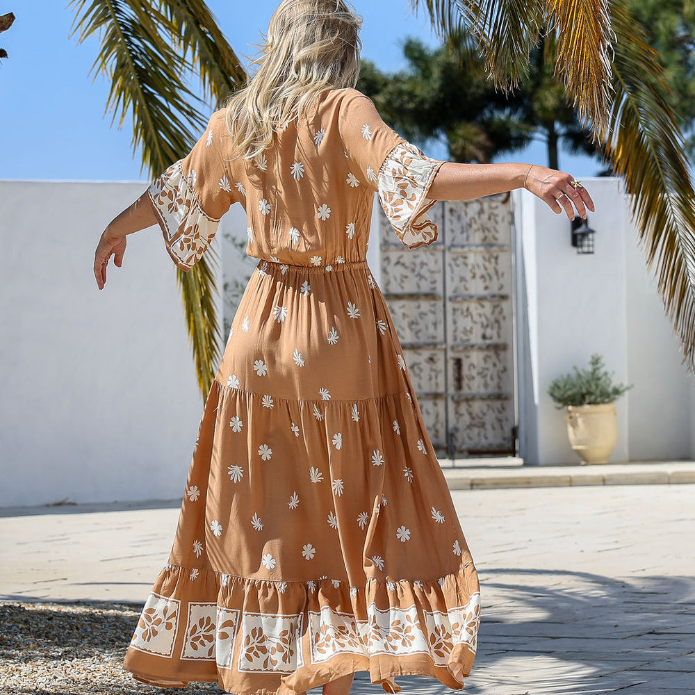 Arlow Boutique women's clothing Australia sunny print maxi dress tan 