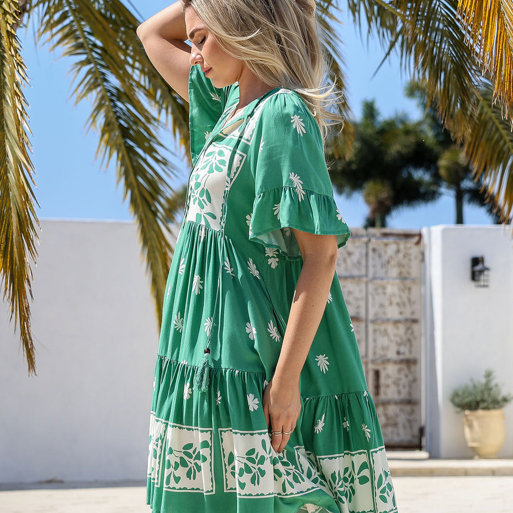 
                      
                        Arlow Boutique women's clothing Australia sunny print short dress green
                      
                    