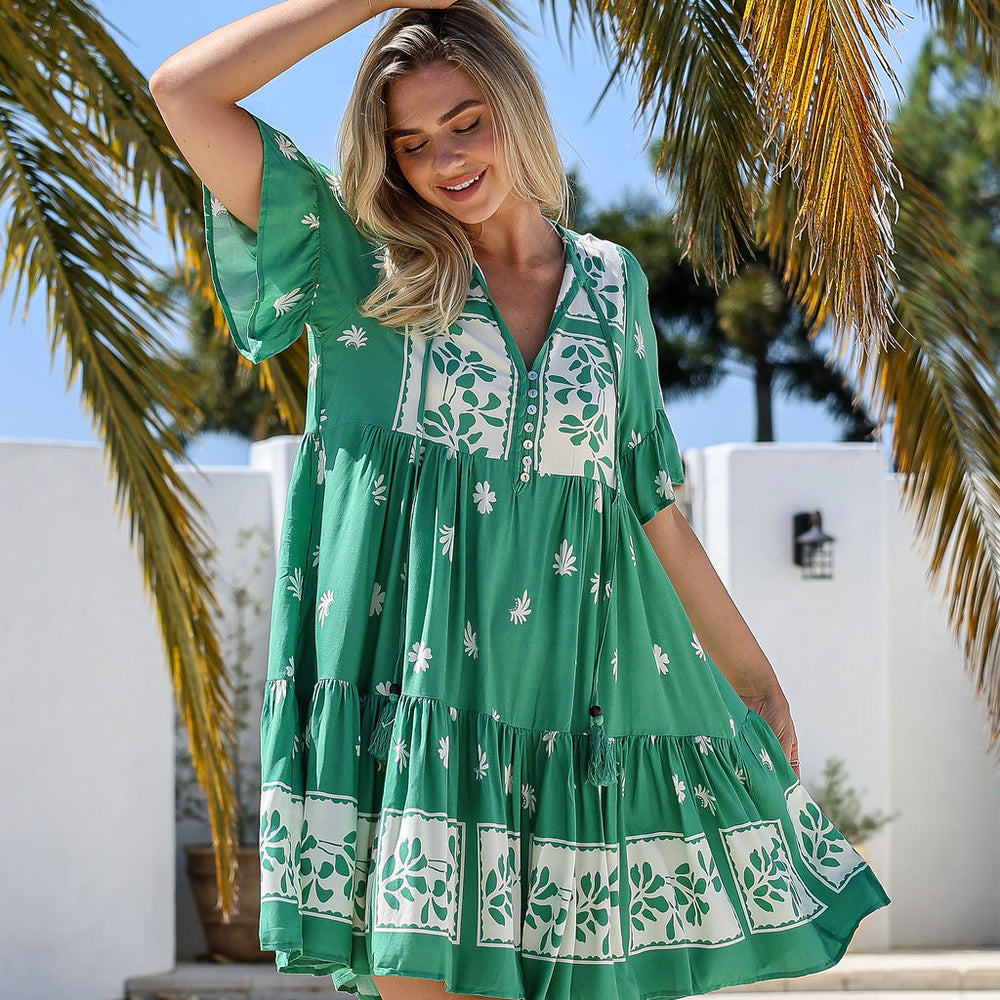 Arlow Boutique women's clothing Australia sunny print short dress green