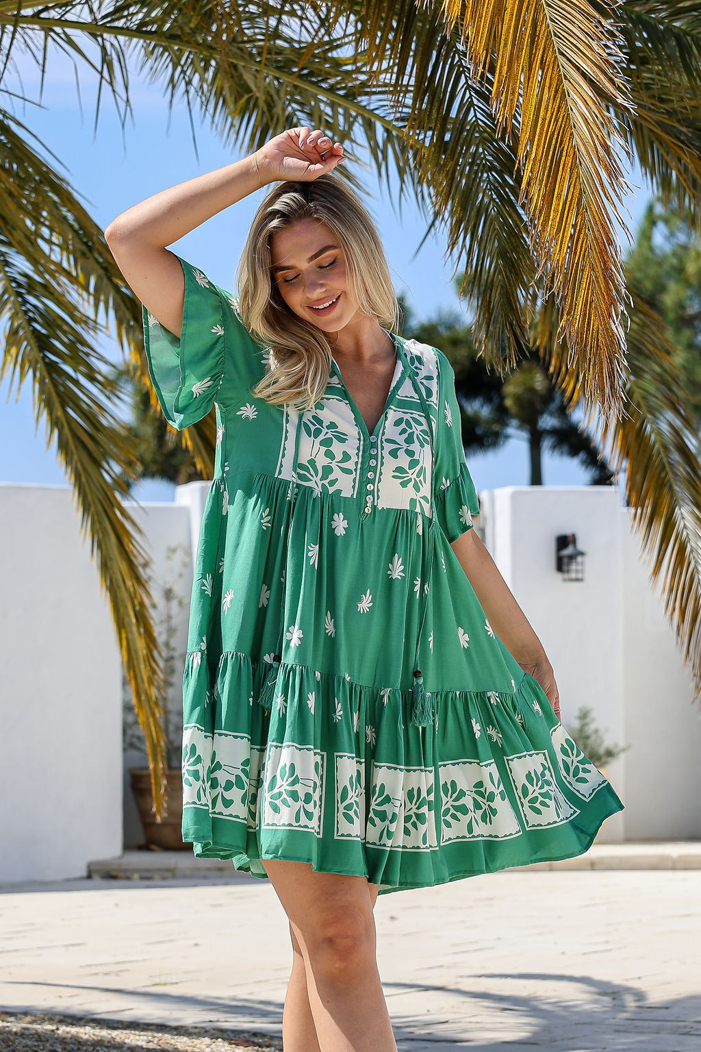 Arlow Boutique women's clothing Australia sunny print short dress green