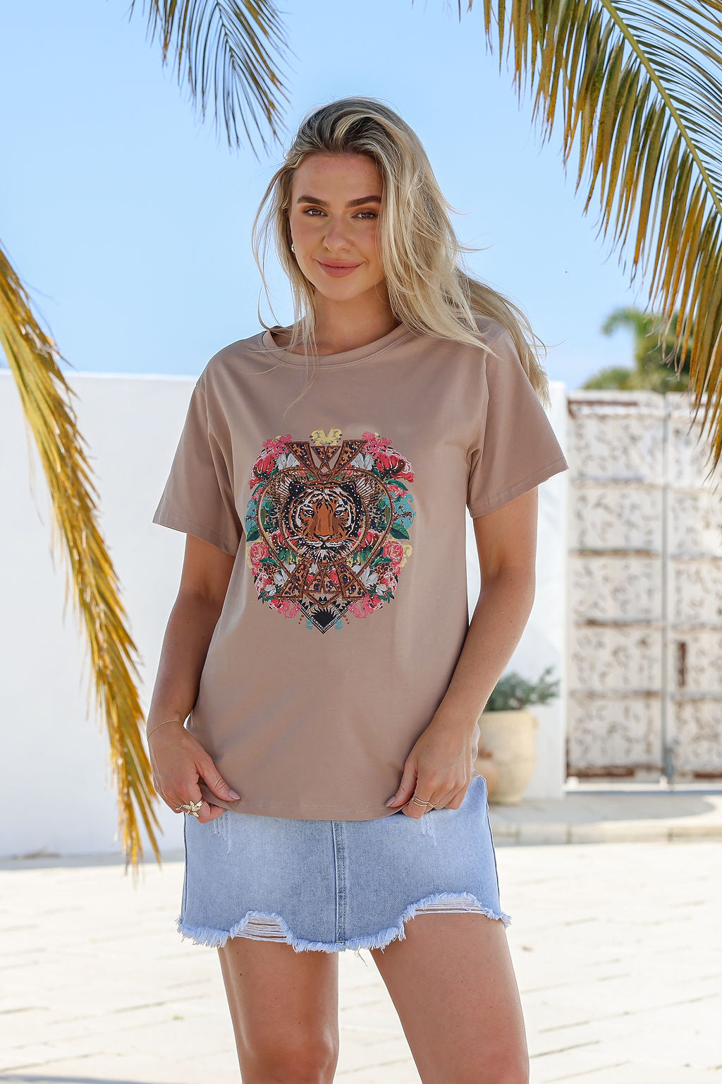 Arlow Boutique women's clothing Australia tiger print t-shirt brown 